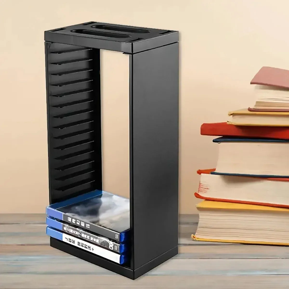 CD Case Storage Rack For 18 Cases With Double-Layer Design In Black