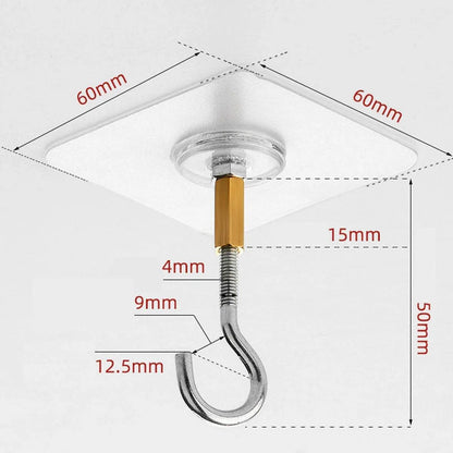 12 PCS Heavy Duty Self Adhesive Hooks Stainless Steel Ceiling Hooks for Home - Closed
