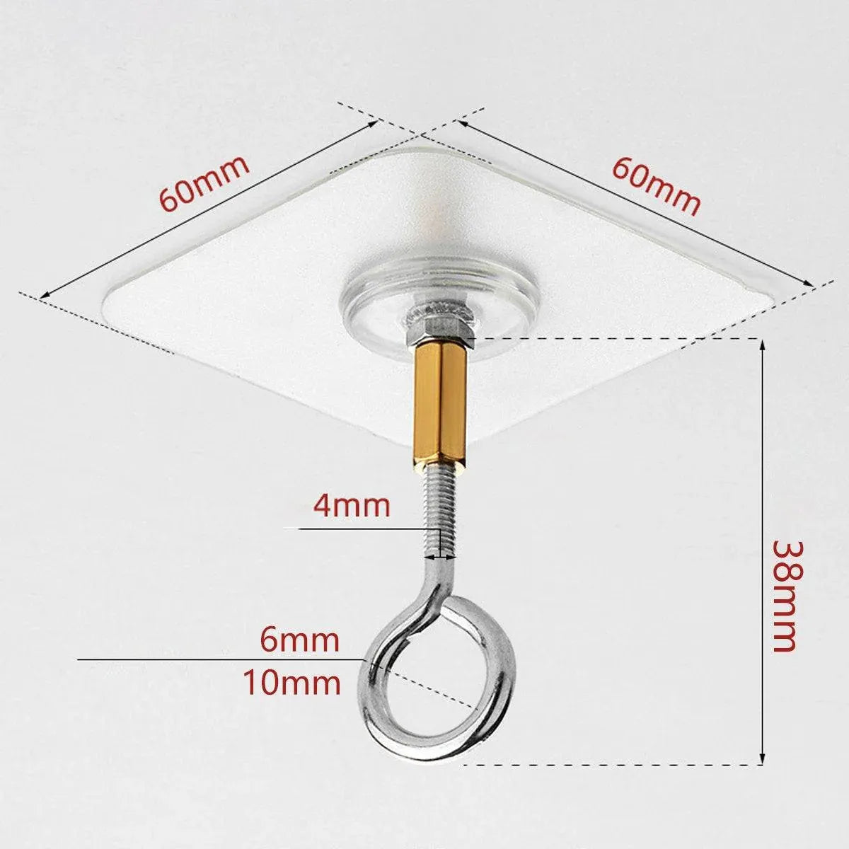 12 PCS Heavy Duty Self Adhesive Hooks Stainless Steel Ceiling Hooks for Home - Closed