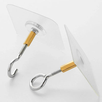 12 PCS Heavy Duty Self Adhesive Hooks Stainless Steel Ceiling Hooks for Home - Closed