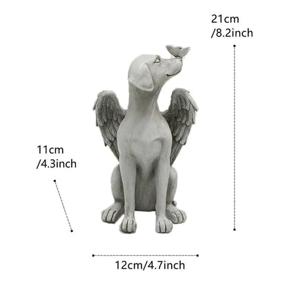 Angel Dog Statue Resin Pet Memorial Garden Dog Ornament Outdoor Animal Decor