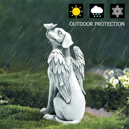 Angel Dog Statue Resin Pet Memorial Garden Dog Ornament Outdoor Animal Decor