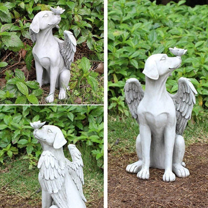 Angel Dog Statue Resin Pet Memorial Garden Dog Ornament Outdoor Animal Decor