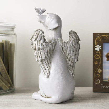 Angel Dog Statue Resin Pet Memorial Garden Dog Ornament Outdoor Animal Decor
