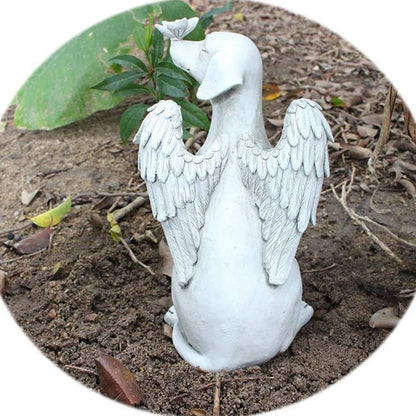 Angel Dog Statue Resin Pet Memorial Garden Dog Ornament Outdoor Animal Decor