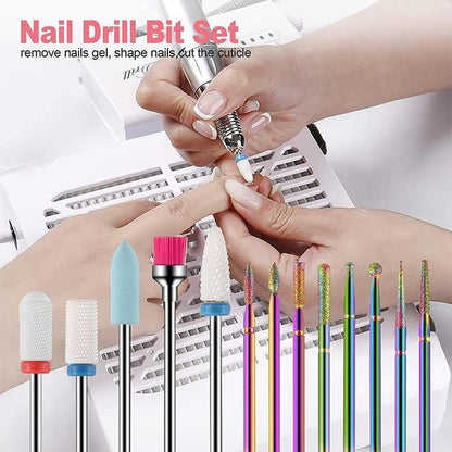 16pcs Ceramic and Tungsten Nail Drill Bit Set for Gel Polish Acrylic Removal