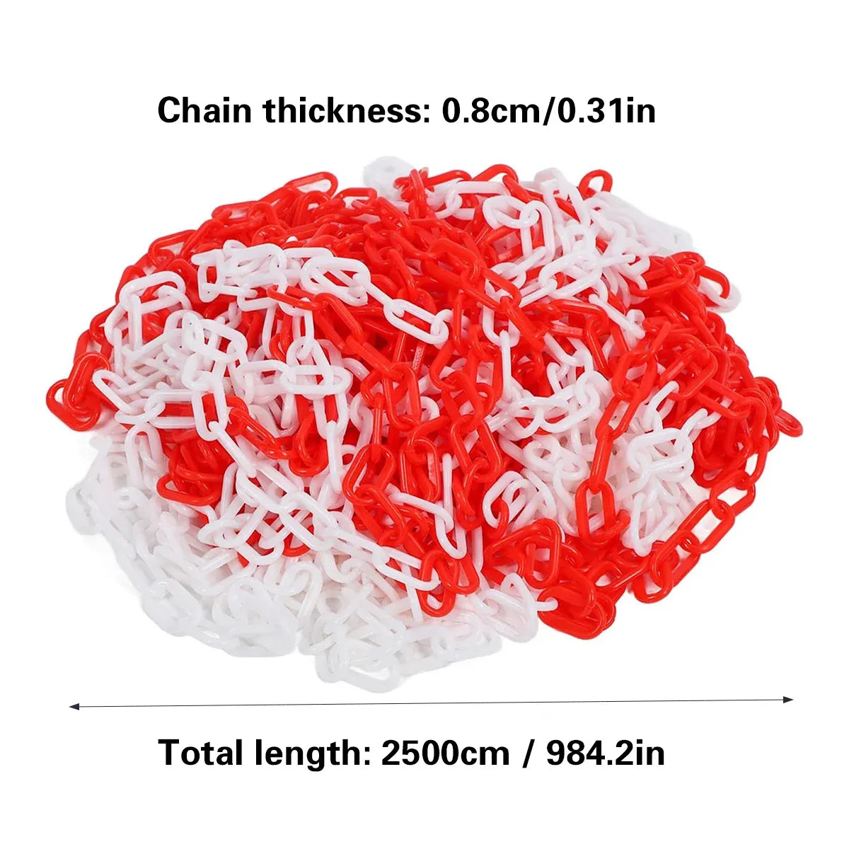 Plastic Warning Barrier Chain 25m Red White - Temporary Construction Use