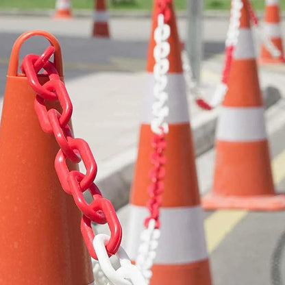 Plastic Warning Barrier Chain 25m Red White - Temporary Construction Use