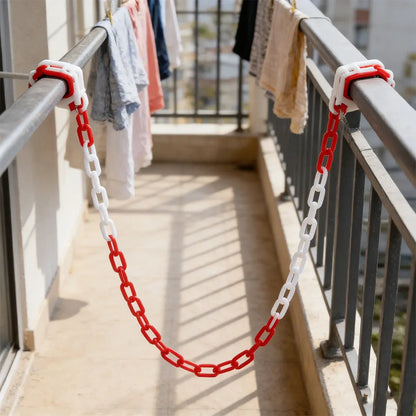 Plastic Warning Barrier Chain 25m Red White - Temporary Construction Use