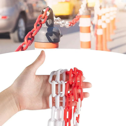 Plastic Warning Barrier Chain 25m Red White - Temporary Construction Use