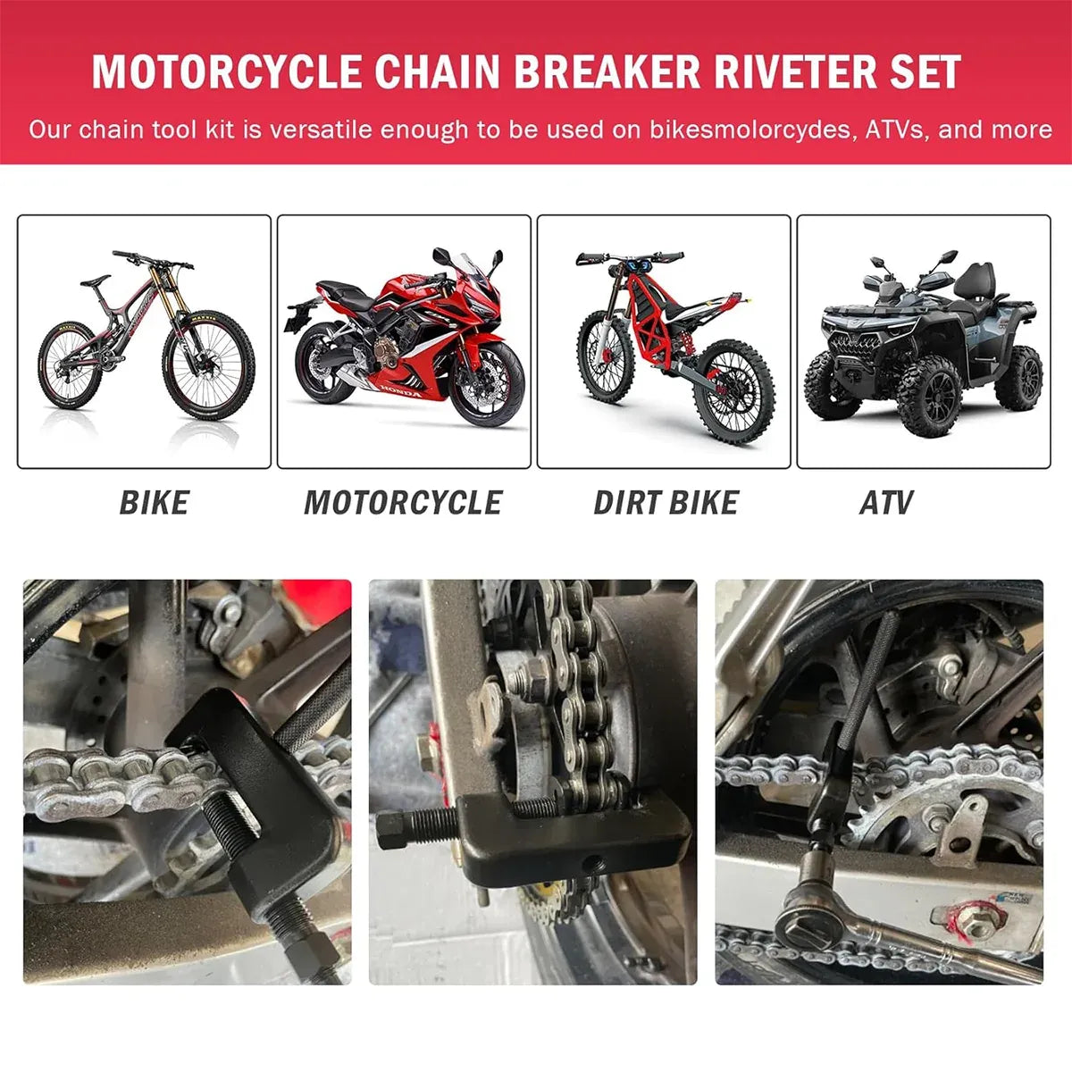 13pcs Bicycle Chain Breaker Cutter Master Link Removal Riveter Riveting Press Tool Set