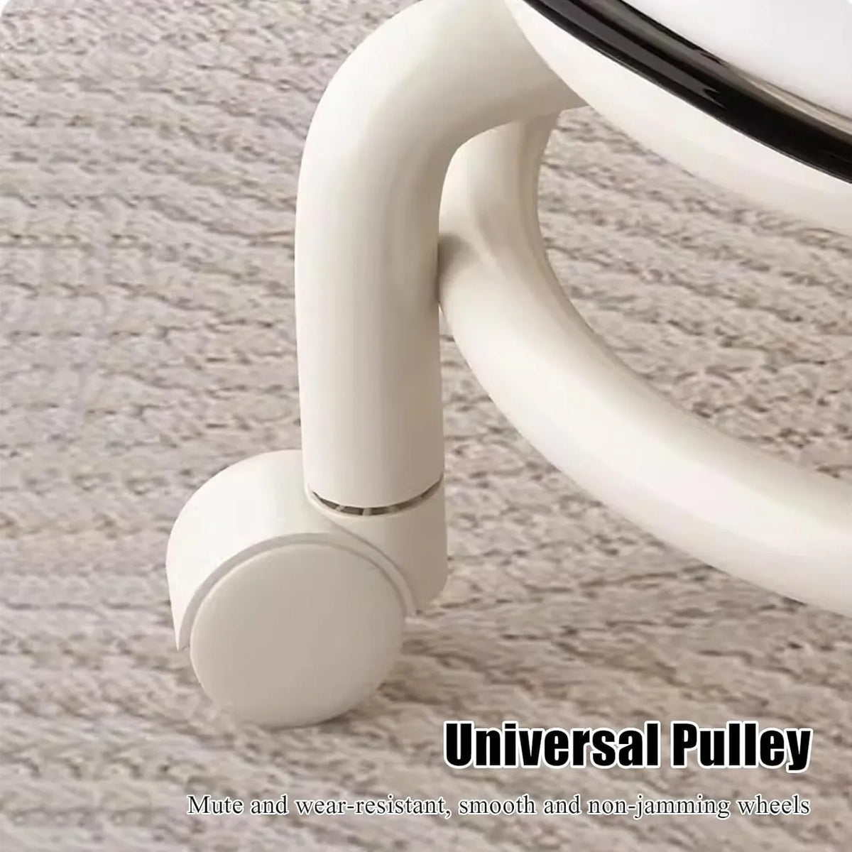 Stool with Universal Wheels Pulley Short Stool with Backrest Comfortable Seat - Pink