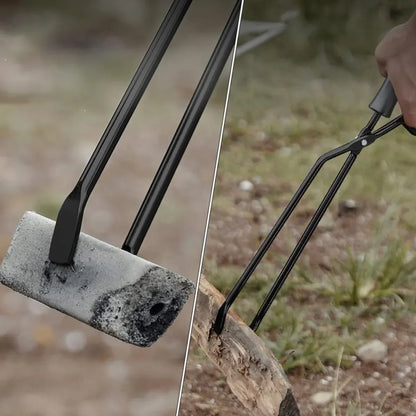 Barbecue Charcoal Tongs Fire Lifting Tool Metal Clamp For Outdoor Cooking Grill