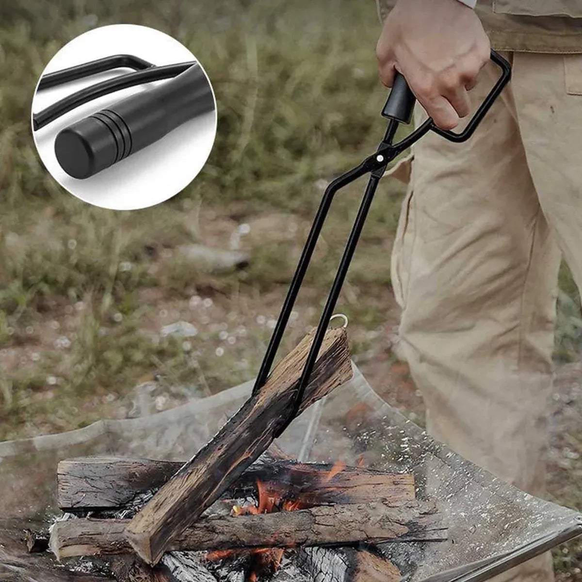 Barbecue Charcoal Tongs Fire Lifting Tool Metal Clamp For Outdoor Cooking Grill