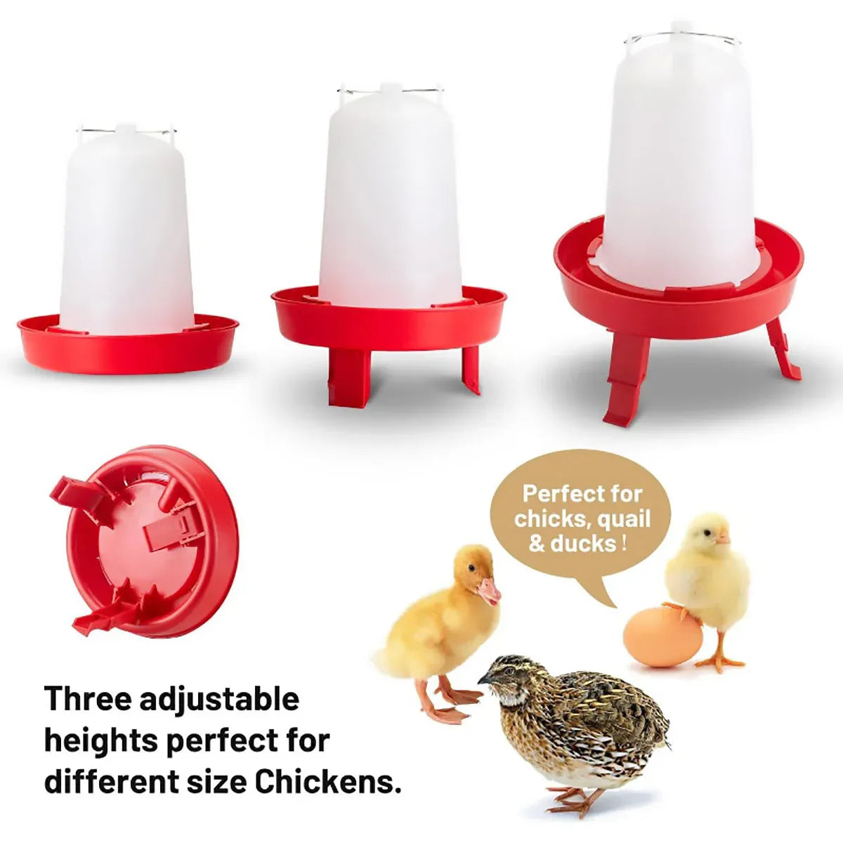 Chicken Feeder Waterer Set Poultry Kettle With Feed Bucket Farm Coop Feeding Use - Green