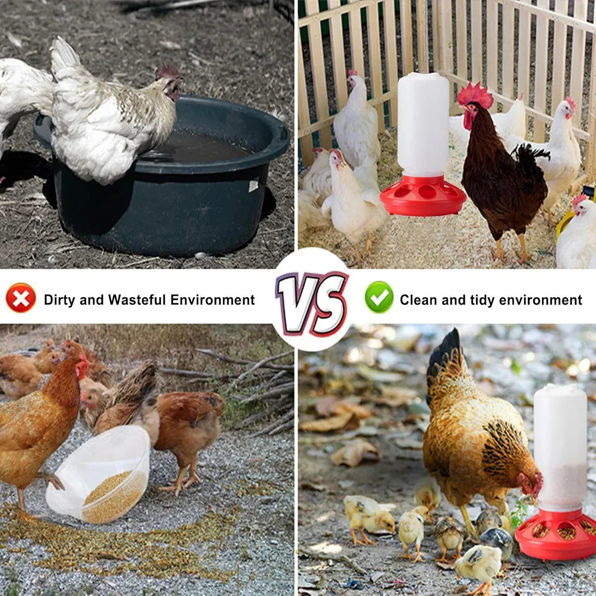 Chicken Feeder Waterer Set Poultry Kettle With Feed Bucket Farm Coop Feeding Use - Green