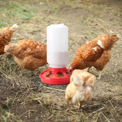 Chicken Feeder Waterer Set Poultry Kettle With Feed Bucket Farm Coop Feeding Use - Orange
