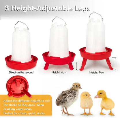 Chicken Feeder Waterer Set Poultry Kettle With Feed Bucket Farm Coop Feeding Use - Orange