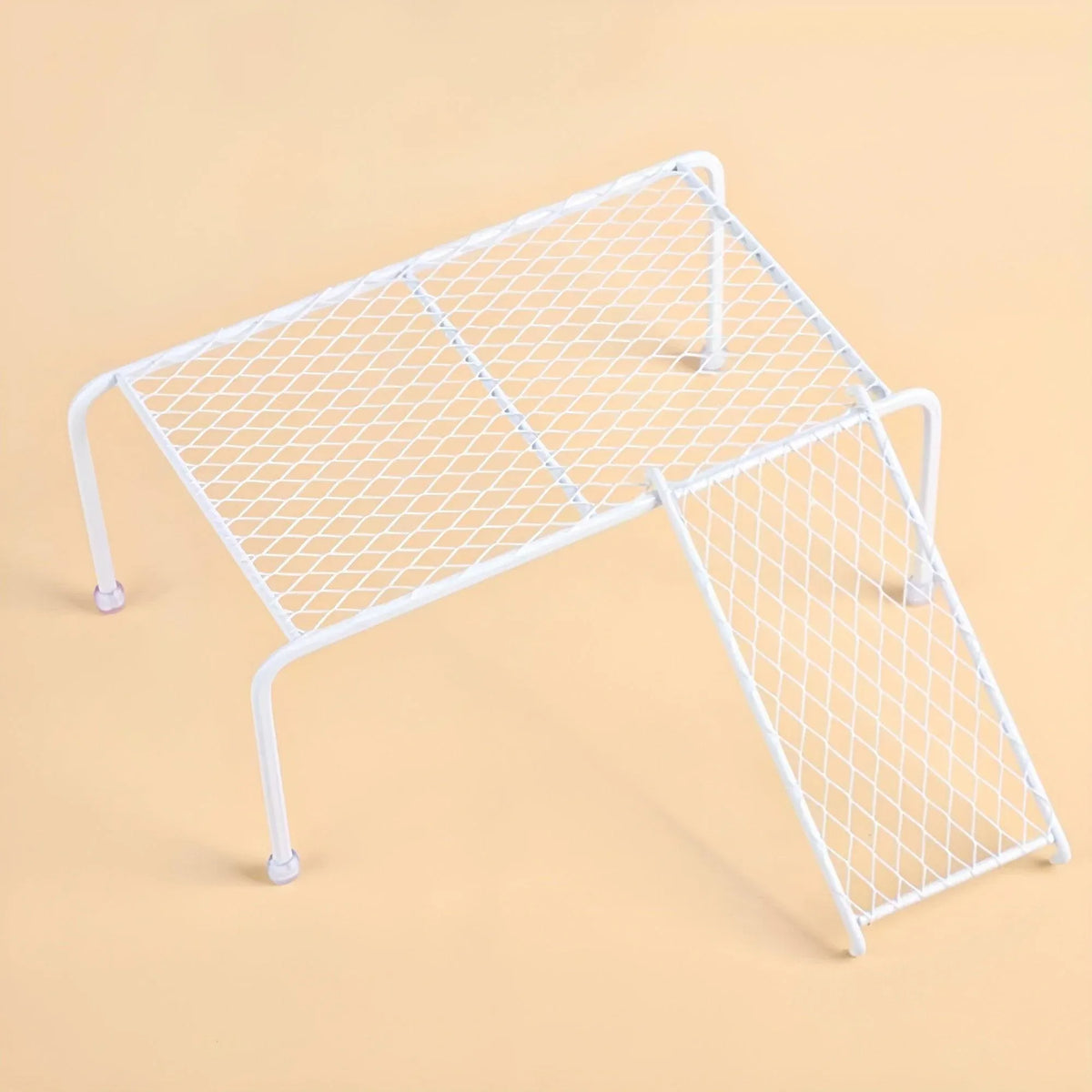 Metal Iron Chicken Feeding Ladder Grid Shelving Landscaping Platform Supplies - White-L