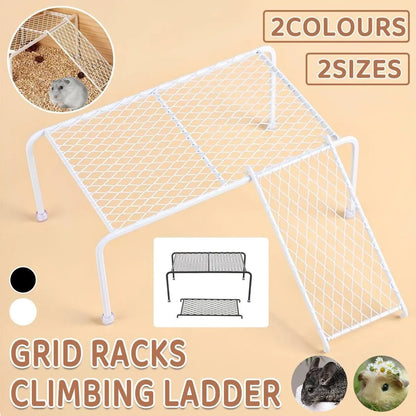 Metal Iron Chicken Feeding Ladder Grid Shelving Landscaping Platform Supplies - White-S