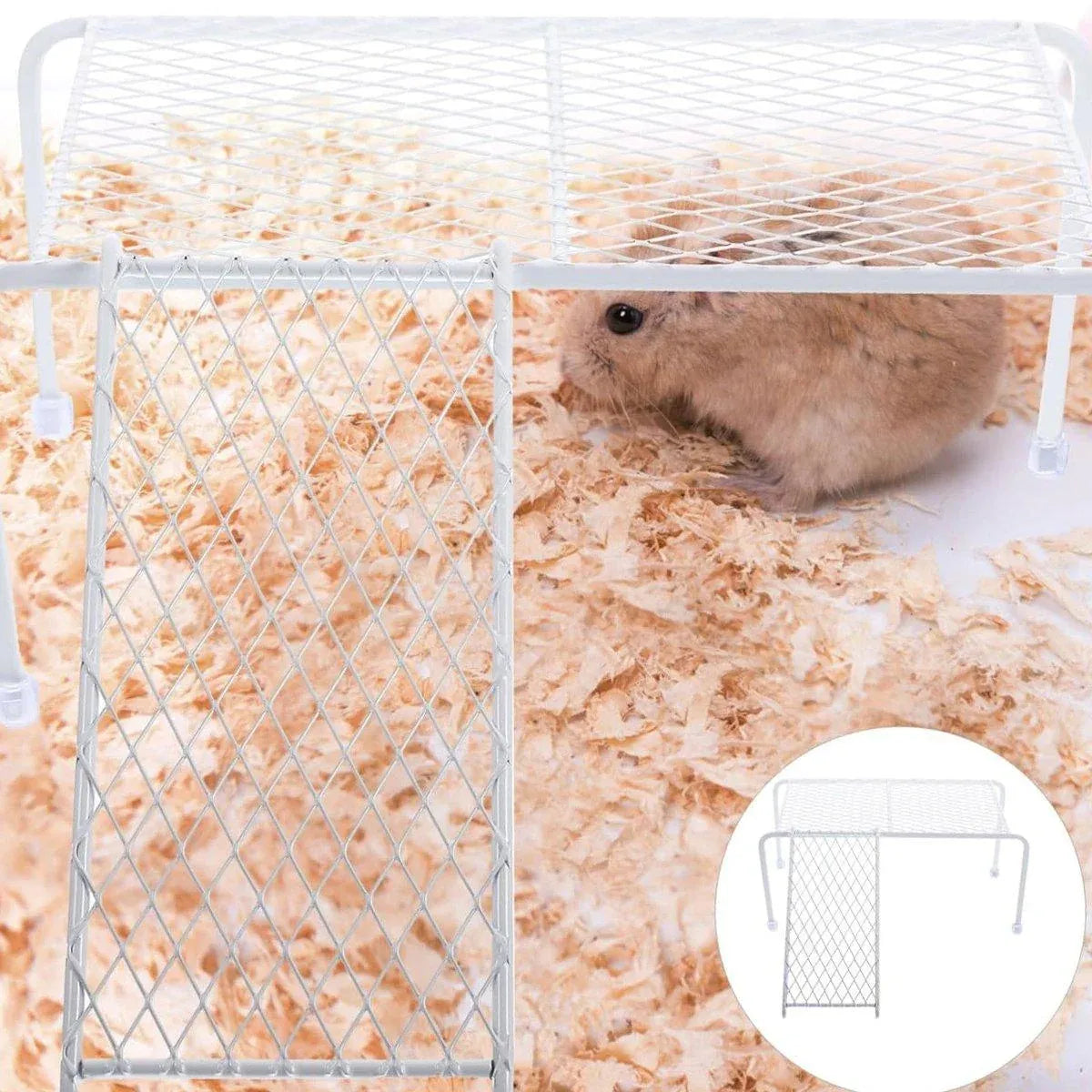 Metal Iron Chicken Feeding Ladder Grid Shelving Landscaping Platform Supplies - White-S