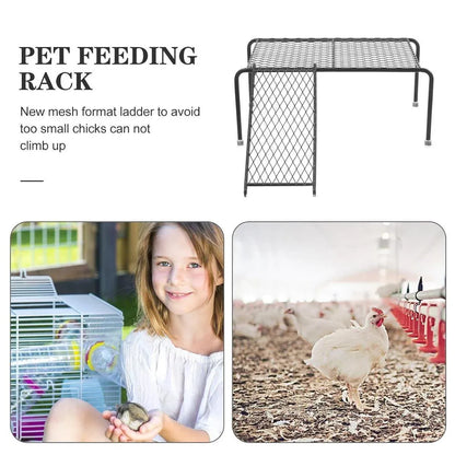 Metal Iron Chicken Feeding Ladder Grid Shelving Landscaping Platform Supplies - White-S