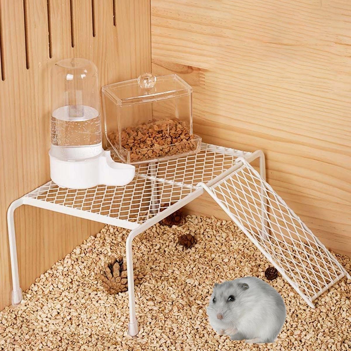 Metal Iron Chicken Feeding Ladder Grid Shelving Landscaping Platform Supplies - White-S