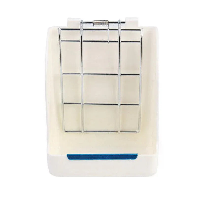 Pet Rabbit Hay Feeder Small Animal Hamster Pig Less Wast Hay Rack Corner Plastic - Beige