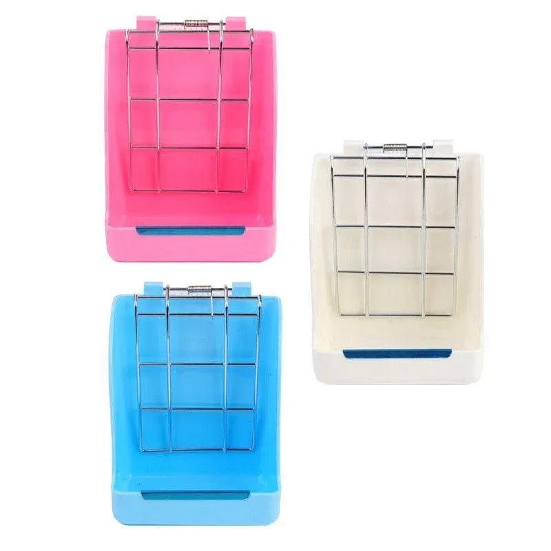 Pet Rabbit Hay Feeder Small Animal Hamster Pig Less Wast Hay Rack Corner Plastic - Blue