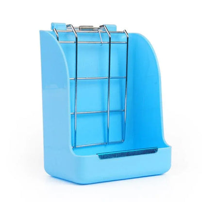 Pet Rabbit Hay Feeder Small Animal Hamster Pig Less Wast Hay Rack Corner Plastic - Blue