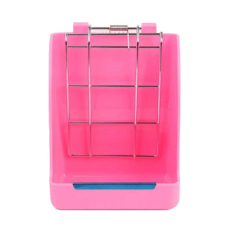 Pet Rabbit Hay Feeder Small Animal Hamster Pig Less Wast Hay Rack Corner Plastic - Pink