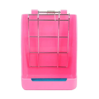 Pet Rabbit Hay Feeder Small Animal Hamster Pig Less Wast Hay Rack Corner Plastic - Pink