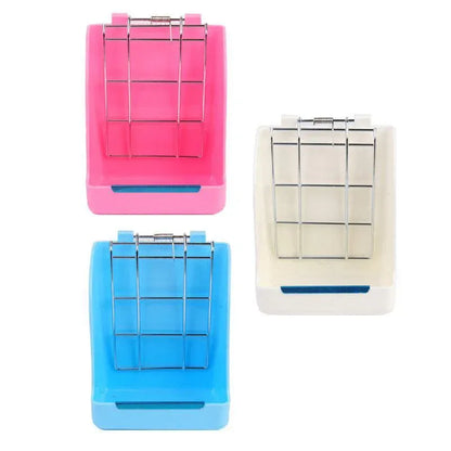 Pet Rabbit Hay Feeder Small Animal Hamster Pig Less Wast Hay Rack Corner Plastic - Pink