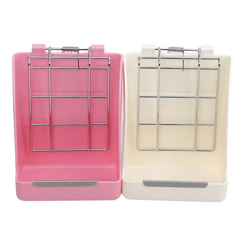 Pet Rabbit Hay Feeder Small Animal Hamster Pig Less Wast Hay Rack Corner Plastic - Pink