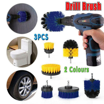 3Pcs Drill Attachment Set Drill Brush Kit Bathroom Carpet Cleaning Tool Scrubber - Blue