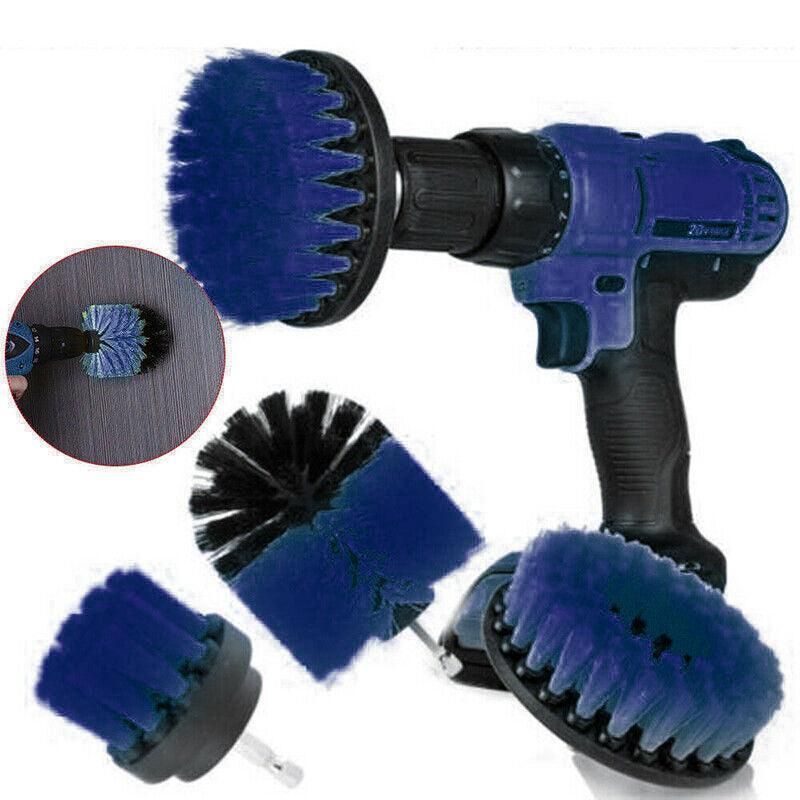 3Pcs Drill Attachment Set Drill Brush Kit Bathroom Carpet Cleaning Tool Scrubber - Blue