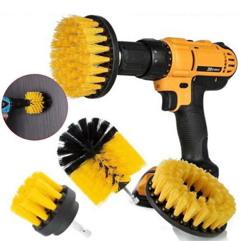 3Pcs Drill Attachment Set Drill Brush Kit Bathroom Carpet Cleaning Tool Scrubber - Blue