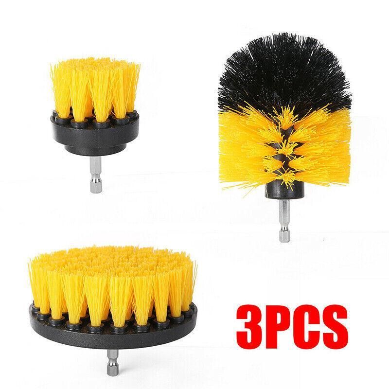 3Pcs Drill Attachment Set Drill Brush Kit Bathroom Carpet Cleaning Tool Scrubber - Blue