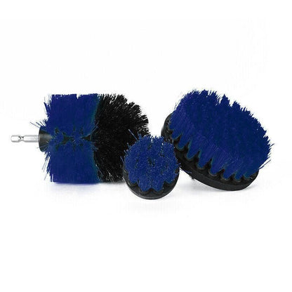 3Pcs Drill Attachment Set Drill Brush Kit Bathroom Carpet Cleaning Tool Scrubber - Blue