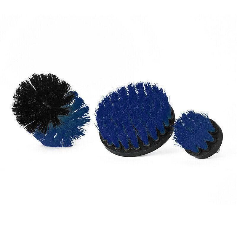 3Pcs Drill Attachment Set Drill Brush Kit Bathroom Carpet Cleaning Tool Scrubber - Blue