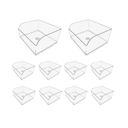 10PCS Clear Plastic Storage Box Set Food Supermarket Display Organizer Container - L