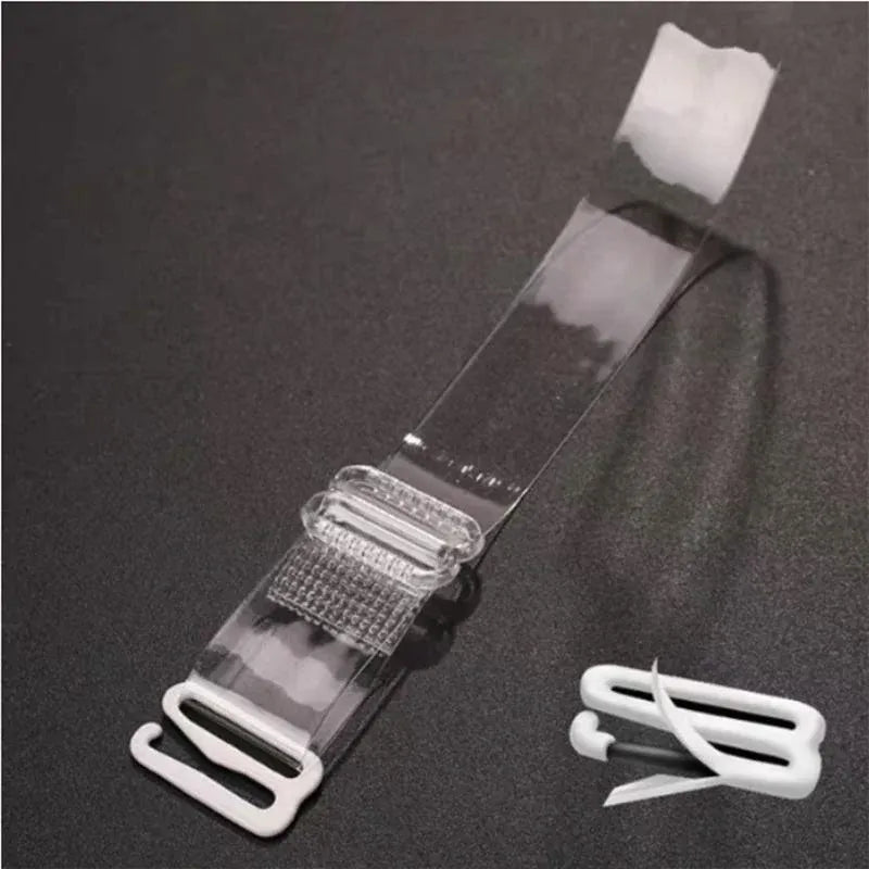 3 PAIRS/ LOT Clear Bra Straps Transparent Metal Buckle Invisible Adjustable