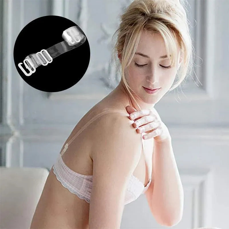 3 PAIRS/ LOT Clear Bra Straps Transparent Metal Buckle Invisible Adjustable