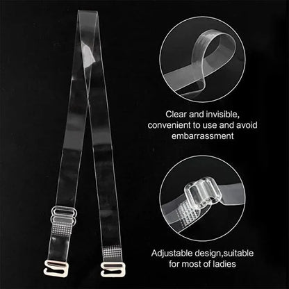 3 PAIRS/ LOT Clear Bra Straps Transparent Metal Buckle Invisible Adjustable