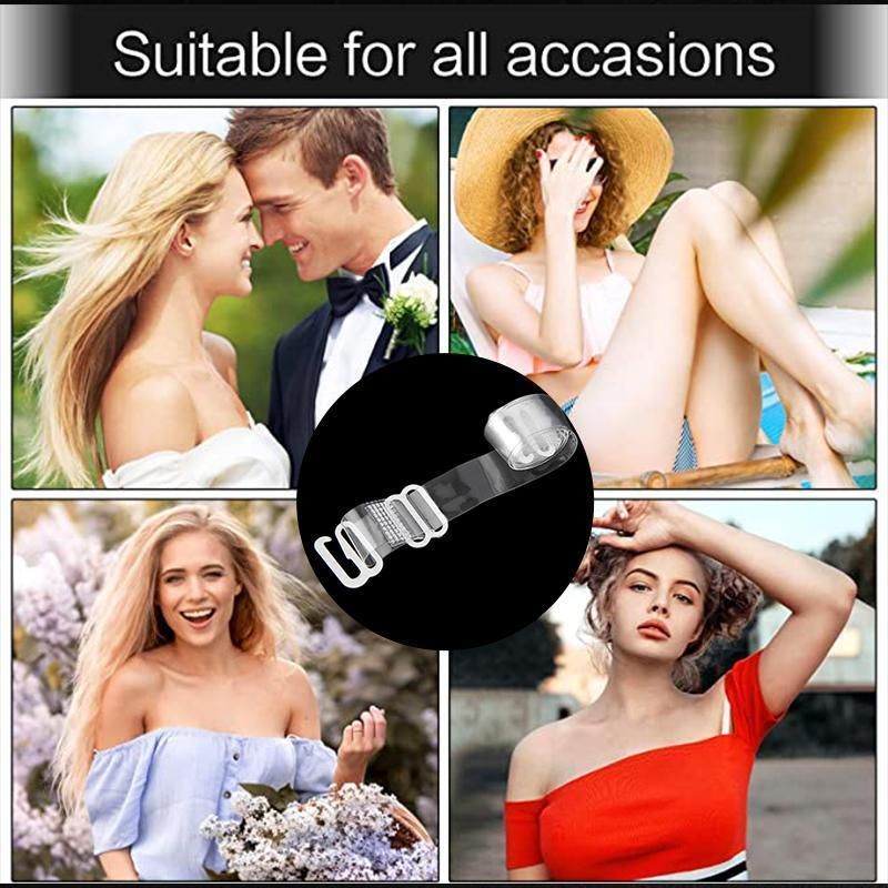 3 PAIRS/ LOT Clear Bra Straps Transparent Metal Buckle Invisible Adjustable