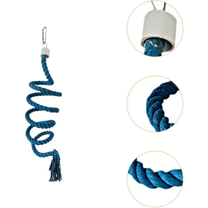 Bird Climbing Rope Toy Cotton Spiral Ladder Parrot Cage Hanging Swing Pet Toy - Colourful