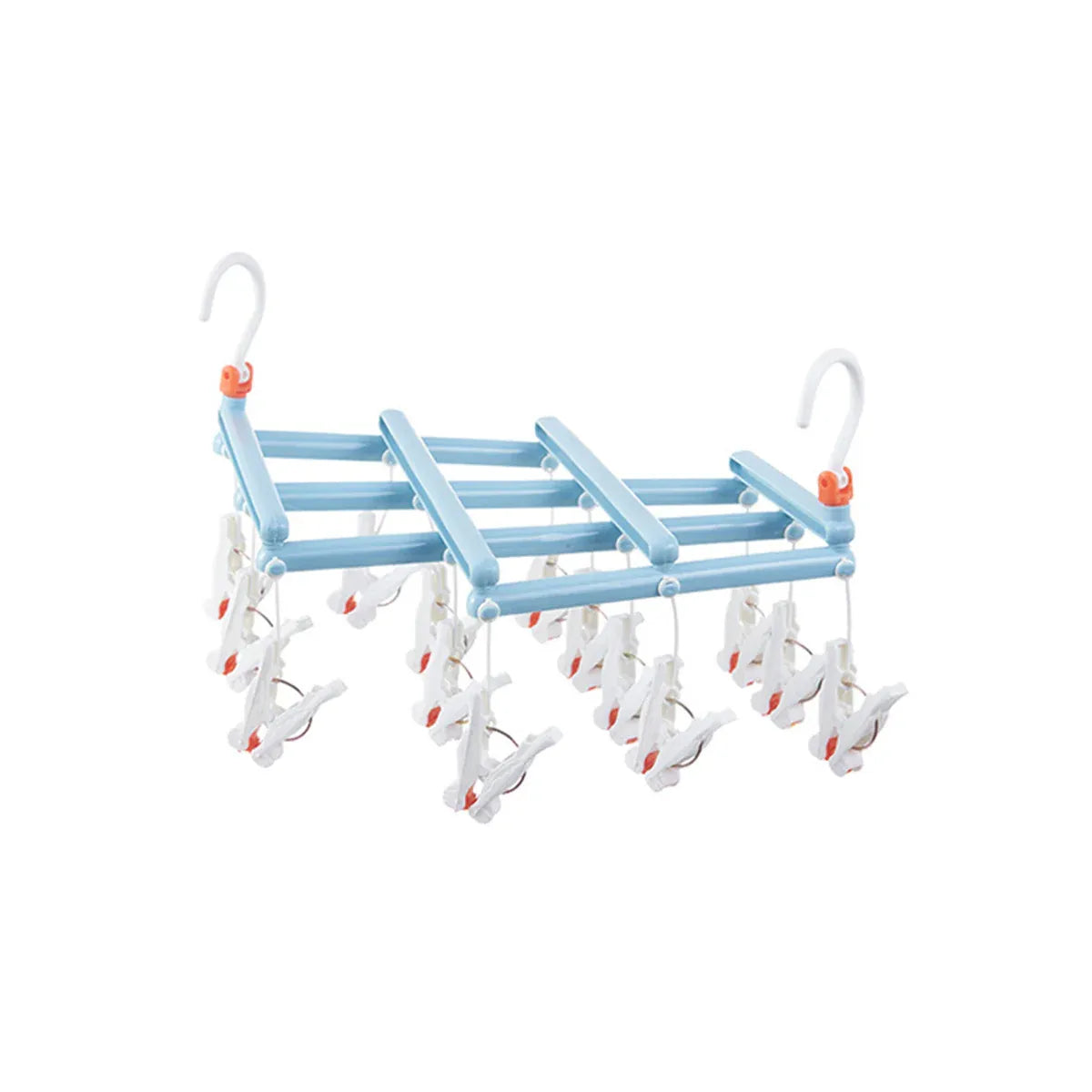 Plastic Socks Drying Rack Multi Clip Clothes Hanger Laundry Organizer Holder - Blue