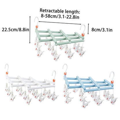 Plastic Socks Drying Rack Multi Clip Clothes Hanger Laundry Organizer Holder - Blue