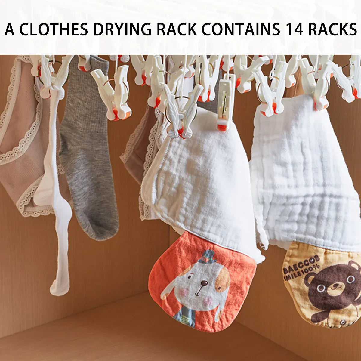 Plastic Socks Drying Rack Multi Clip Clothes Hanger Laundry Organizer Holder - Blue