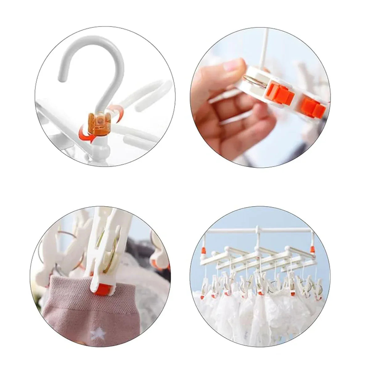 Plastic Socks Drying Rack Multi Clip Clothes Hanger Laundry Organizer Holder - Blue